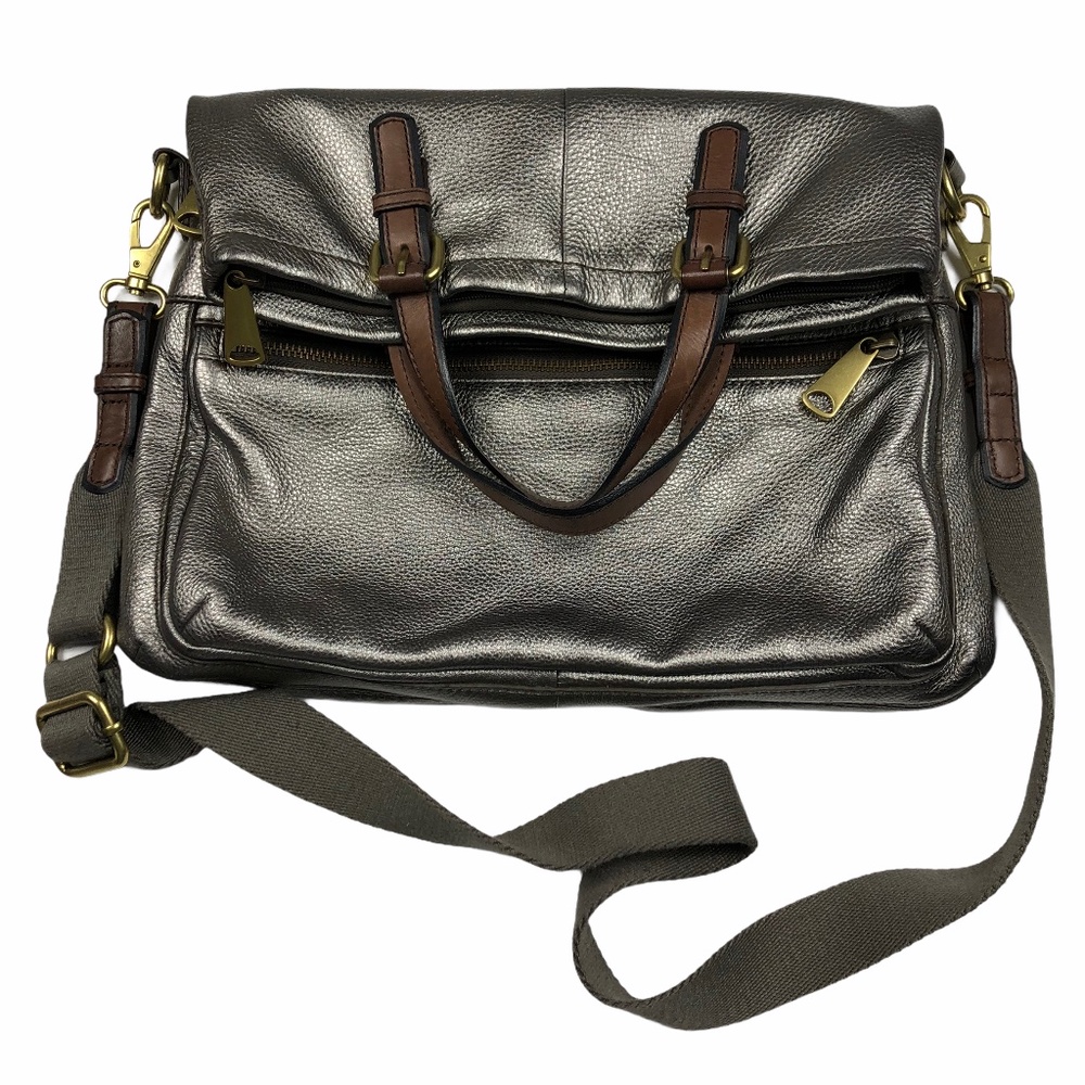 FOSSIL Silver Explorer Foldover Messenger Bag Purs
